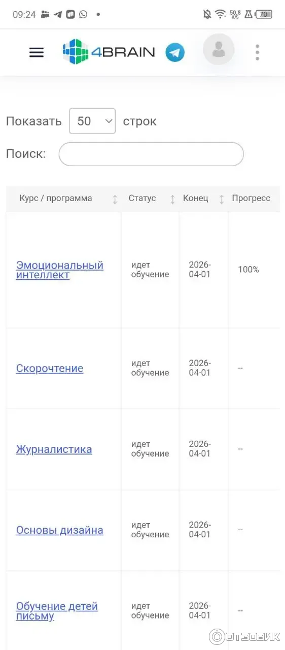 Фильтр курсов